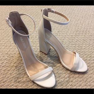 White block heel sandals